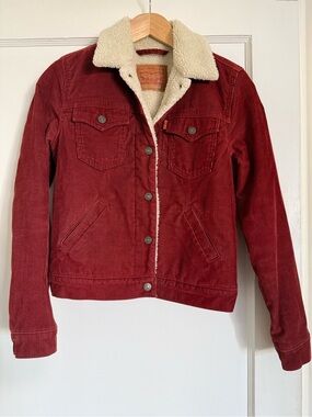 Levi's Women's Brick Red Corduroy Sherpa Jacket